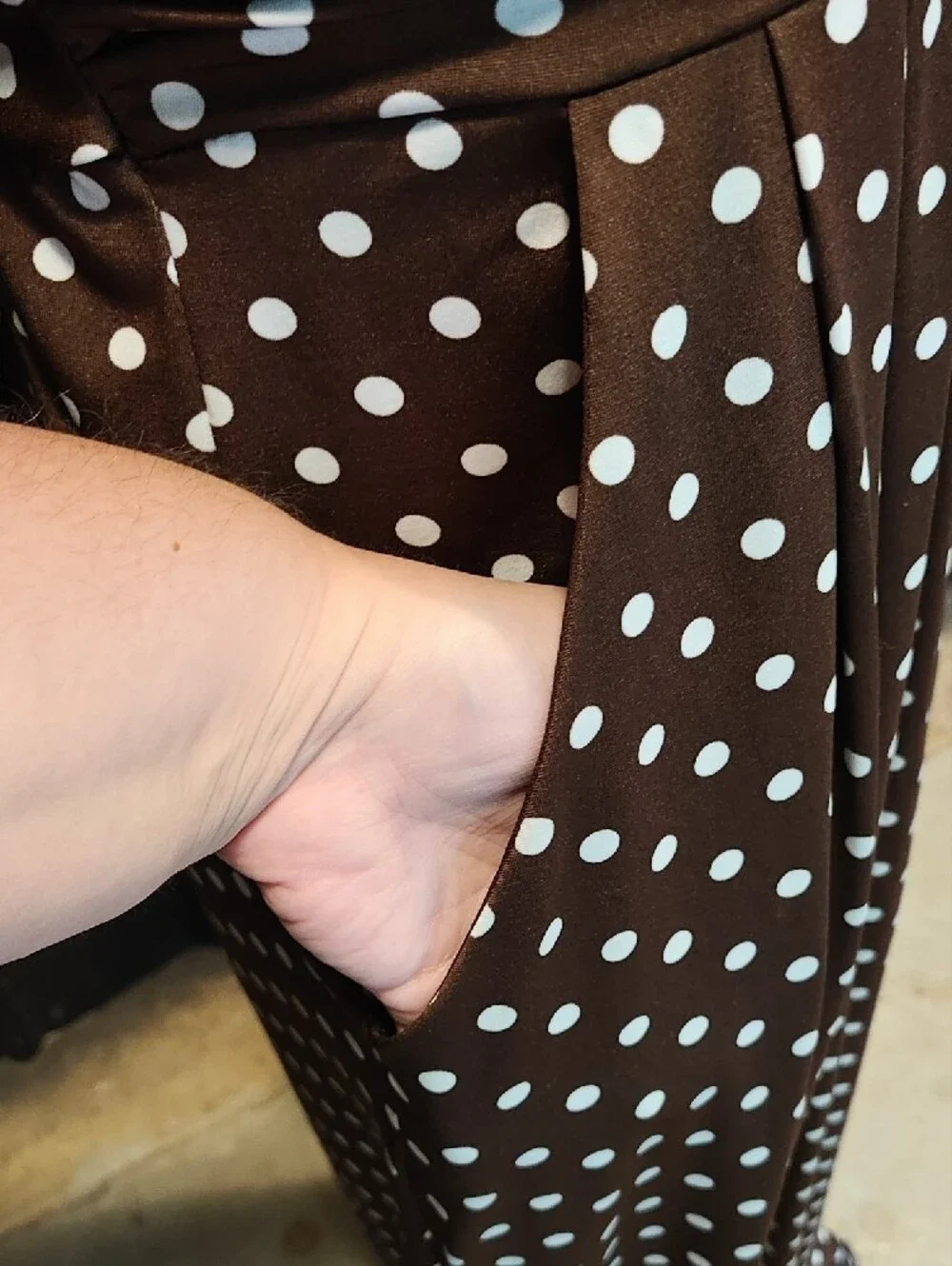 Polka Dot Halter Maxi Dress in Brown and White